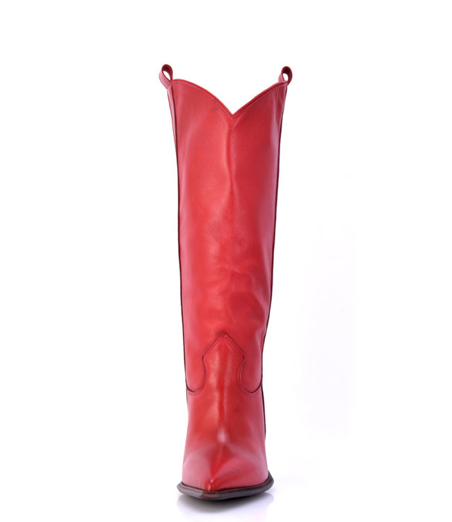 Red leather Raquel high heel cowboy boots