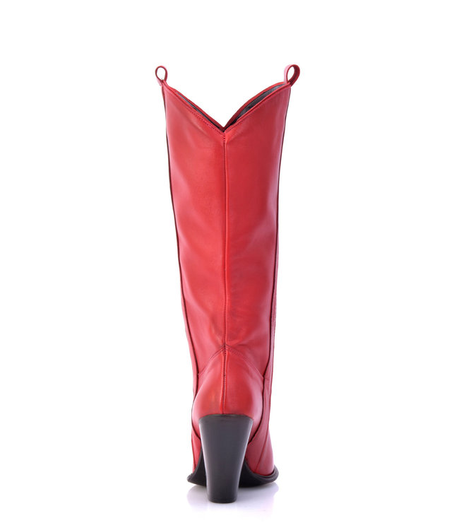 Red leather Raquel high heel cowboy boots