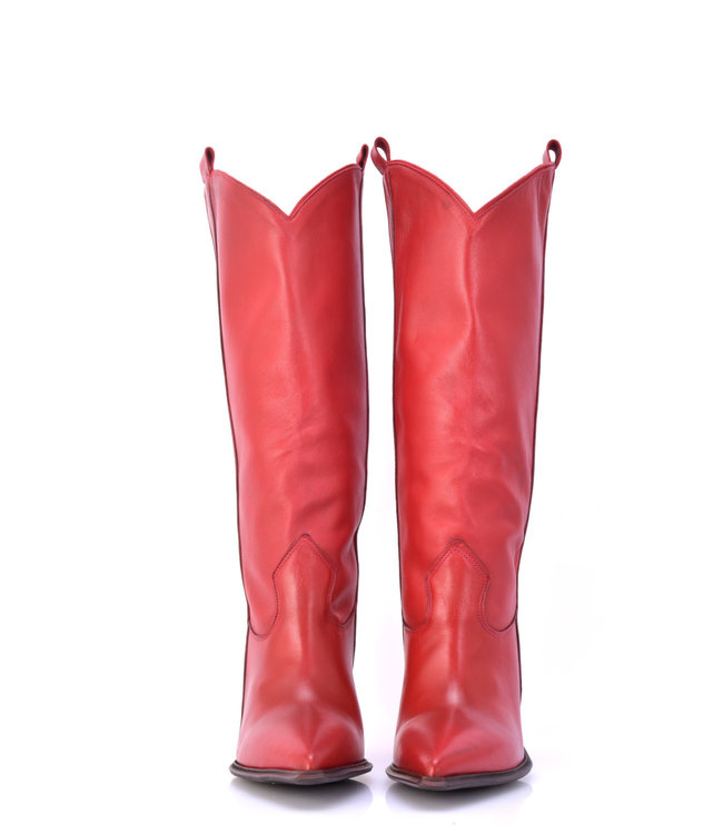 Red leather Raquel high heel cowboy boots
