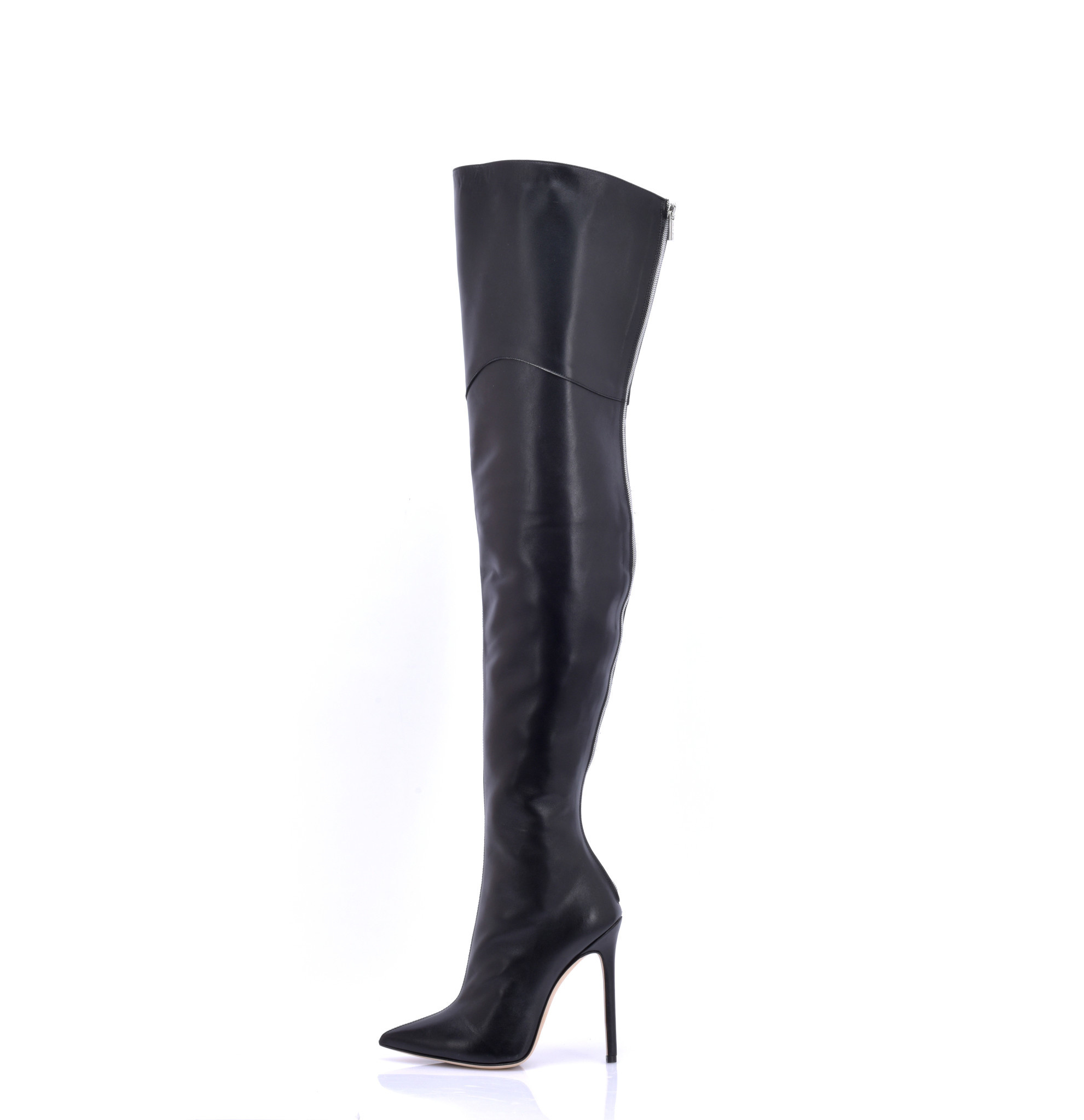 High Italian THIGH boots VESPER with full back zipper in genuine leath ...