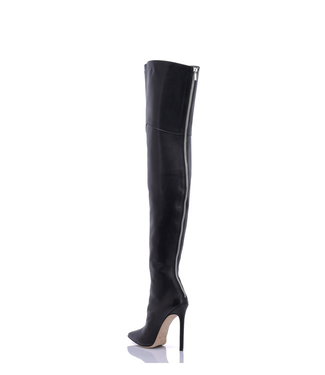 High Italian THIGH boots VESPER with full back zipper in genuine leather