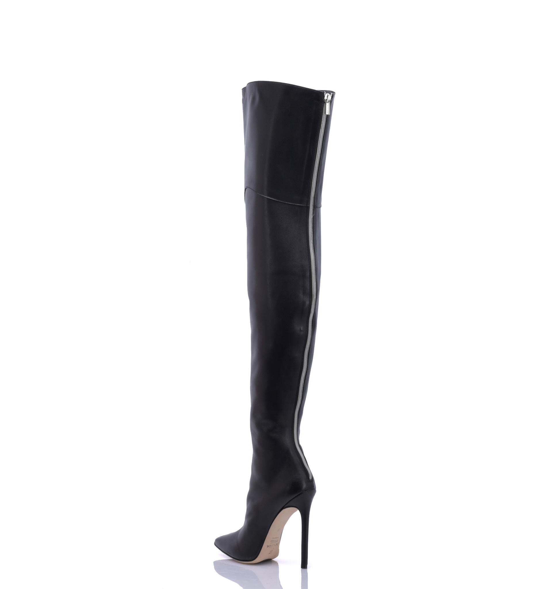 High Italian THIGH boots VESPER with full back zipper in genuine leath ...