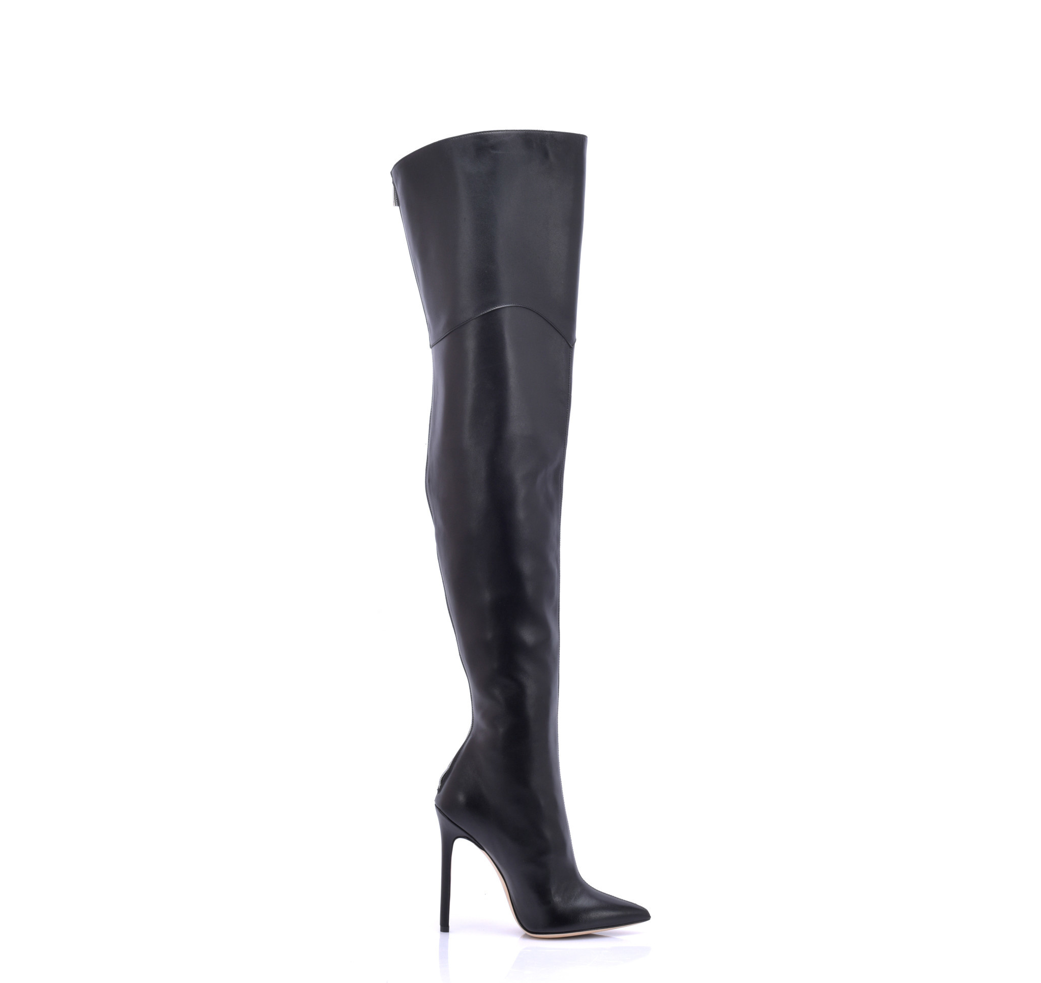 High Italian THIGH boots VESPER with full back zipper in genuine leath ...