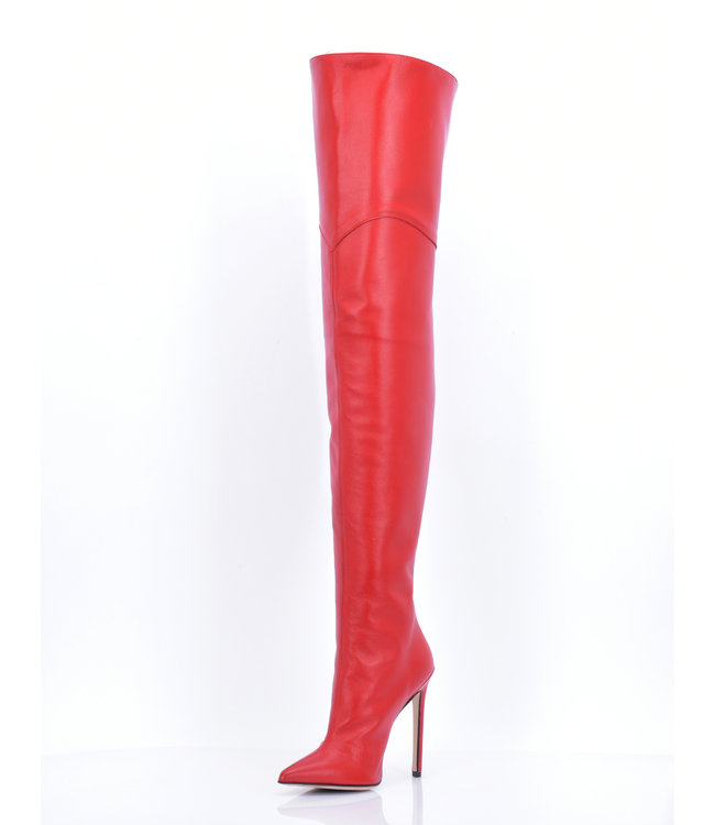 High Italian THIGH boots VESPER with full back zipper in genuine leath ...