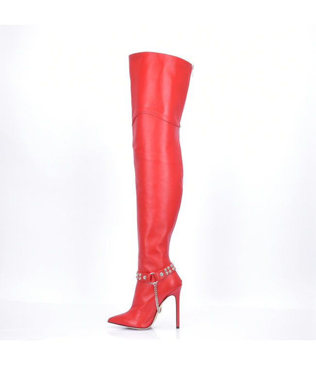 Hohe italienische THIGH Stiefel VESPER mit Stilettoabsatz aus echtem Leder