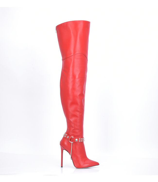 High Italian THIGH boots VESPER with full back zipper in genuine leather