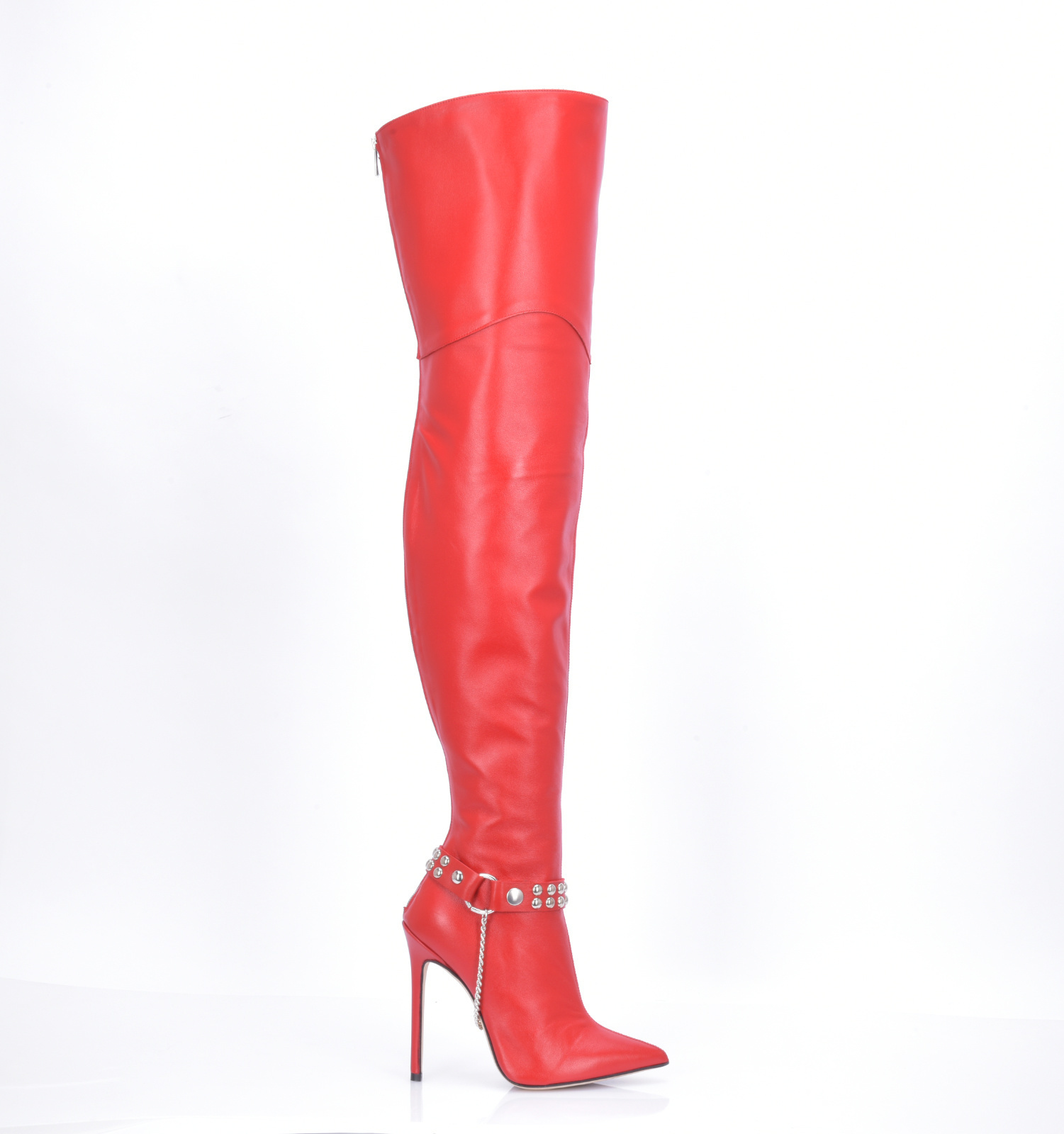 High Italian THIGH boots VESPER with full back zipper in genuine leath