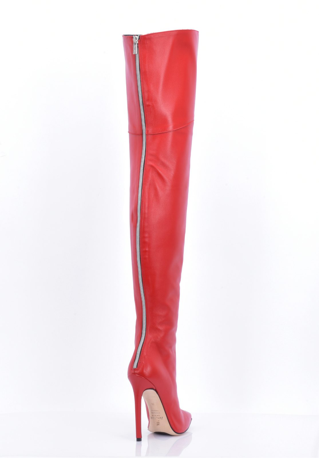 High Italian THIGH boots VESPER with full back zipper in genuine leath ...