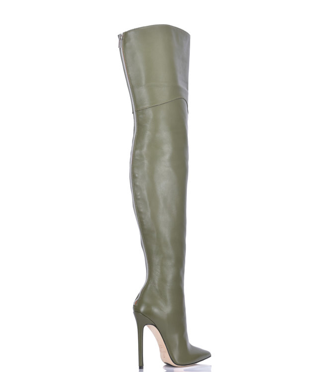 High Italian THIGH boots VESPER with full back zipper in genuine leather