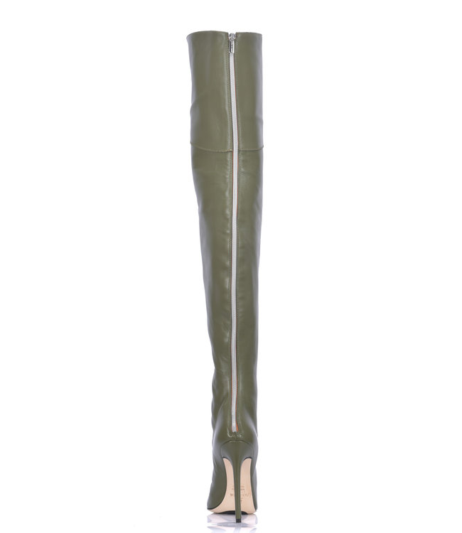 Hohe italienische THIGH Stiefel VESPER mit Stilettoabsatz aus echtem Leder
