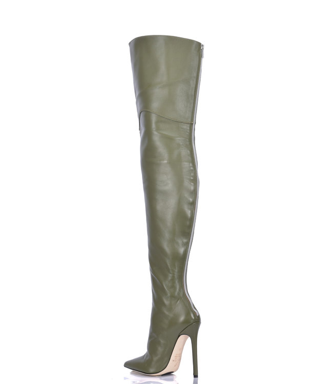 High Italian THIGH boots VESPER with full back zipper in genuine leather