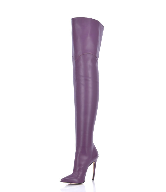 High Italian THIGH boots VESPER with full back zipper in genuine leather
