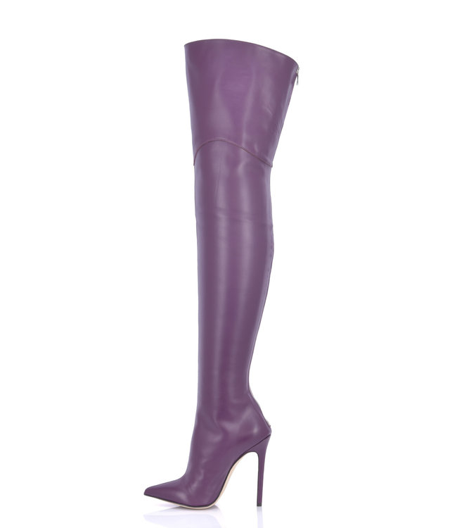 High Italian THIGH boots VESPER with full back zipper in genuine leather