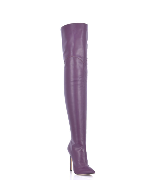 High Italian THIGH boots VESPER with full back zipper in genuine leather