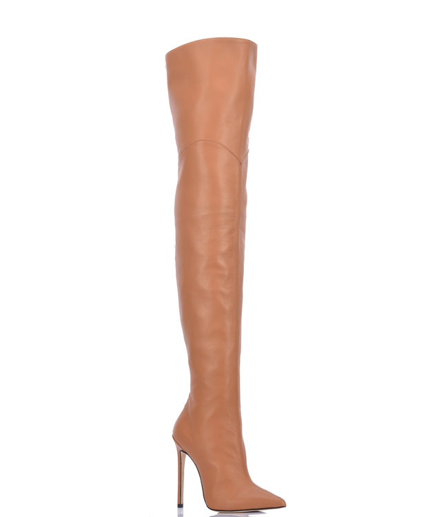 High Italian THIGH boots VESPER with full back zipper in genuine leather