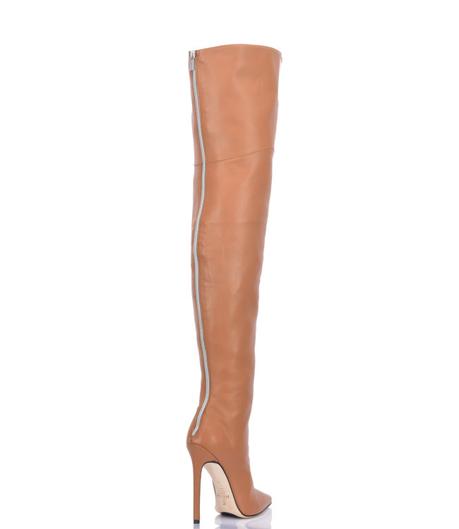 High Italian THIGH boots VESPER with full back zipper in genuine leather