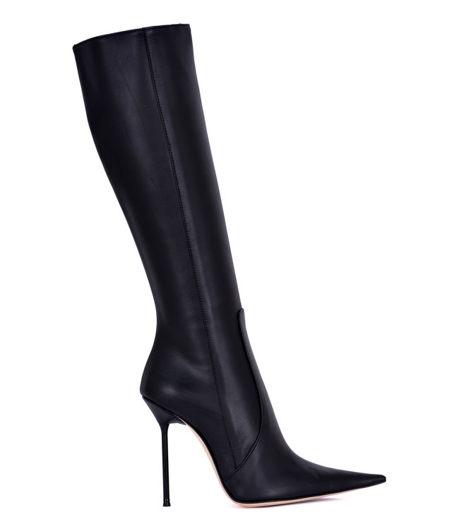 ELEKTRA EXTREME POINTY KNEE BOOTS BLACK NAPPA