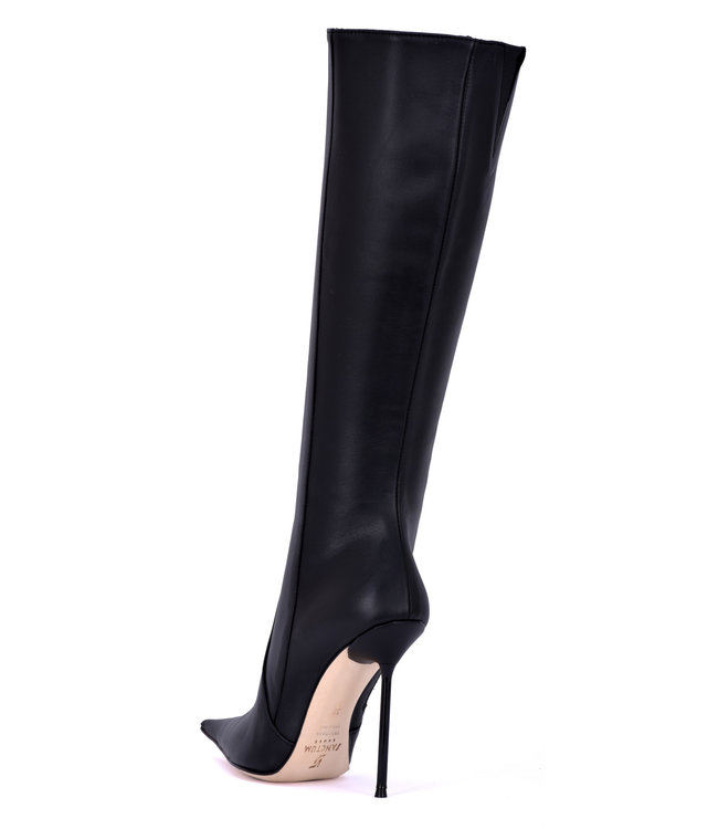 ELEKTRA EXTREME POINTY KNEE BOOTS BLACK NAPPA