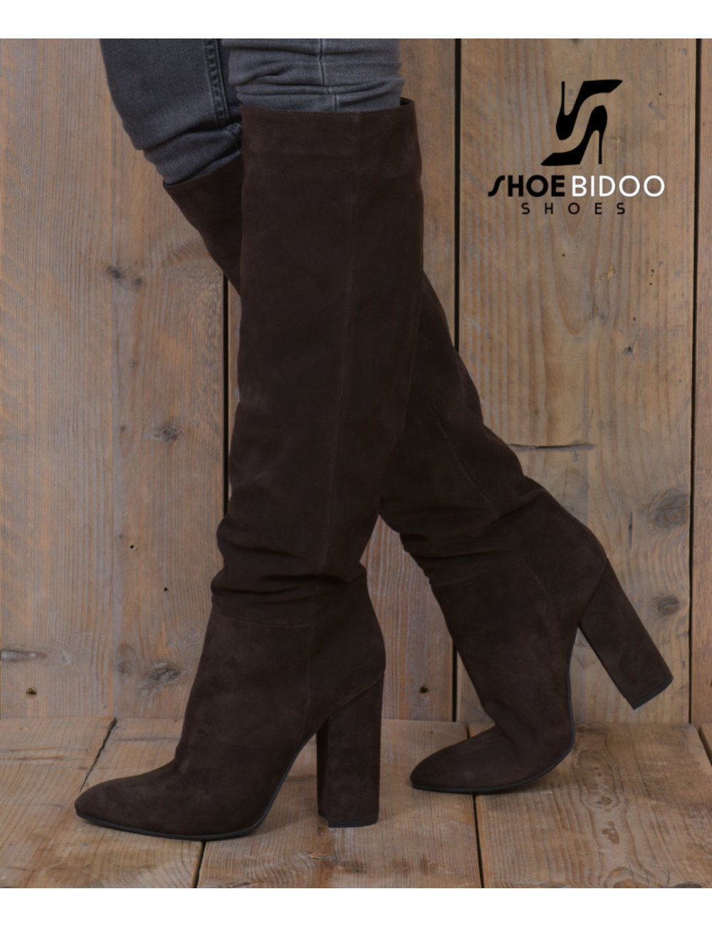 Italiaanse lange leren knie laarzen met blokhak - Italian High Heels |  Sanctum Shoes