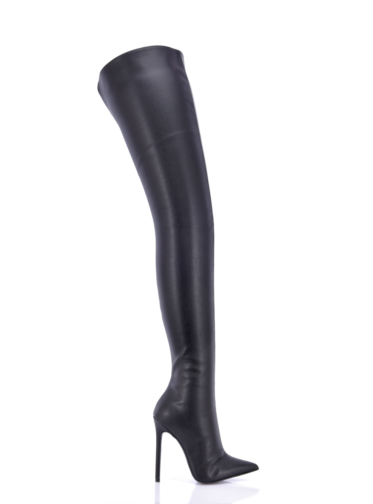 High thigh boots with stiletto heels in VEGAN leather - Italian High ...