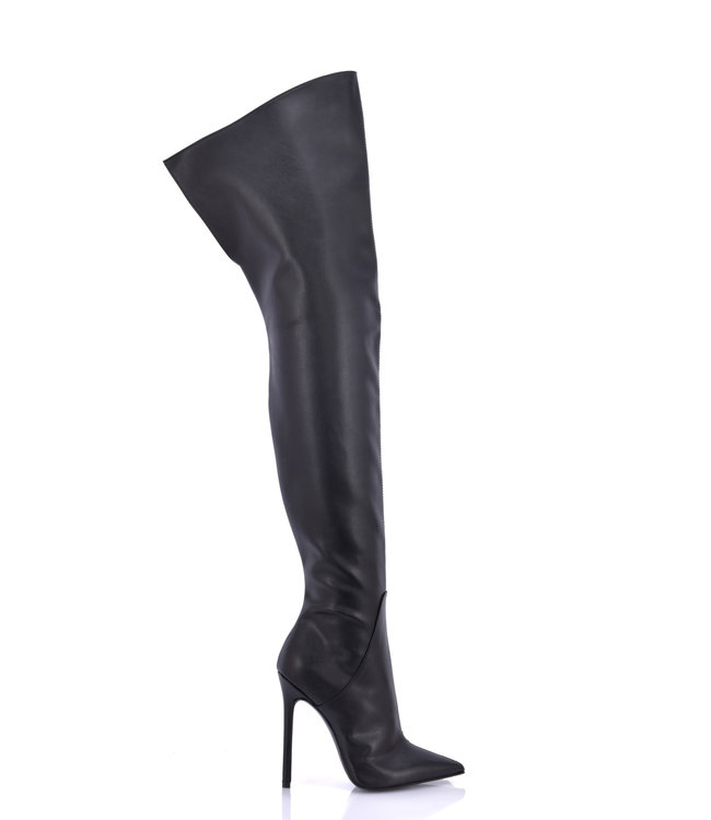 Crotch high boots with 12cm heels in Italian VEGAN leather - Italian ...