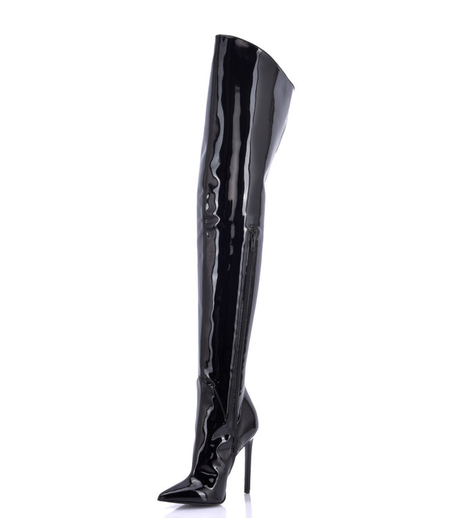 Crotch-high boots with 12 cm heel in Italian VEGAN leather - Italian ...