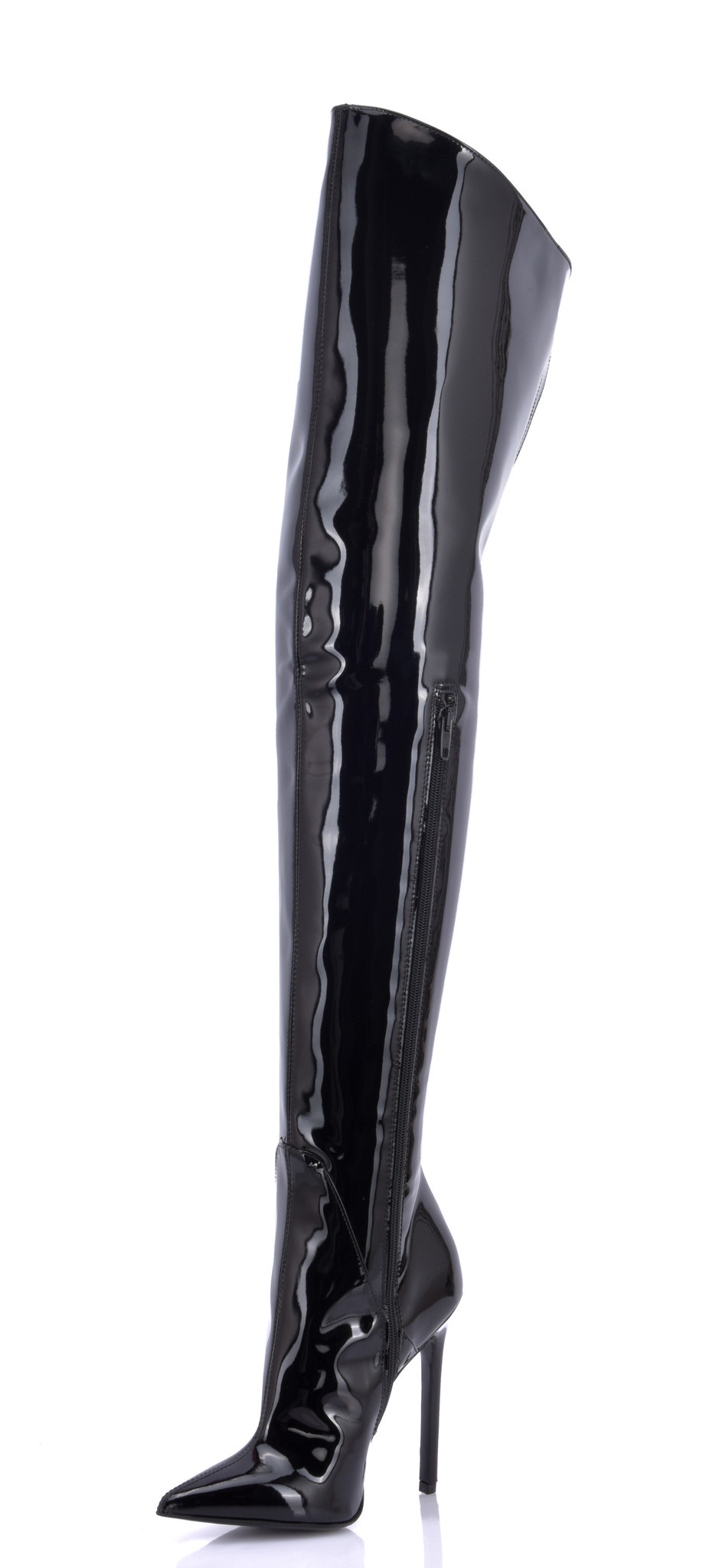 Crotch-high boots with 12 cm heel in Italian VEGAN leather - Italian ...