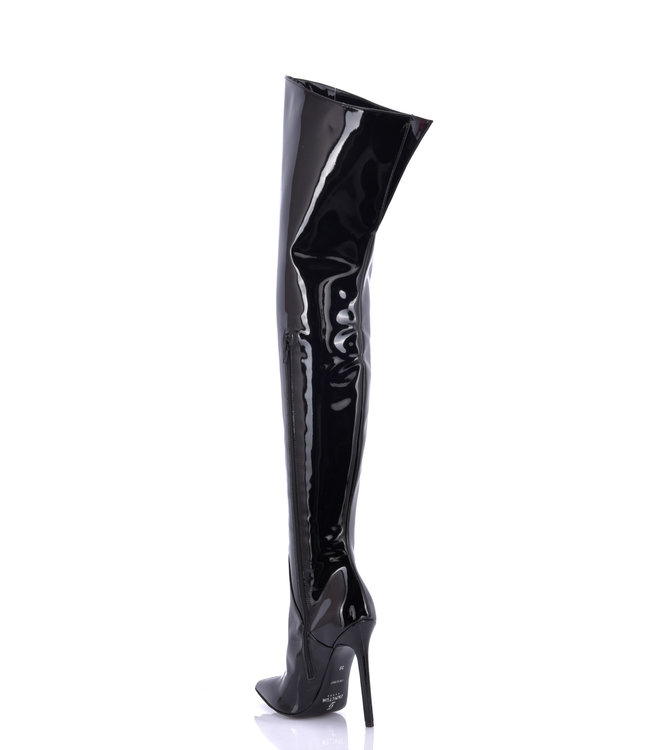 Crotch-high boots with 12 cm heel in Italian VEGAN leather - Italian ...