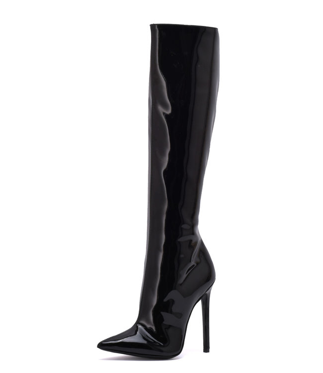 Knee boots GINA with stiletto heel in Italian VEGAN shiny leather