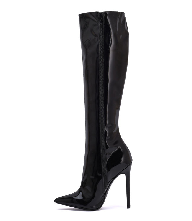 Knee boots GINA with stiletto heel in Italian VEGAN shiny leather