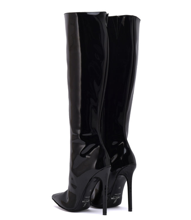 Knee boots GINA with stiletto heel in Italian VEGAN shiny leather