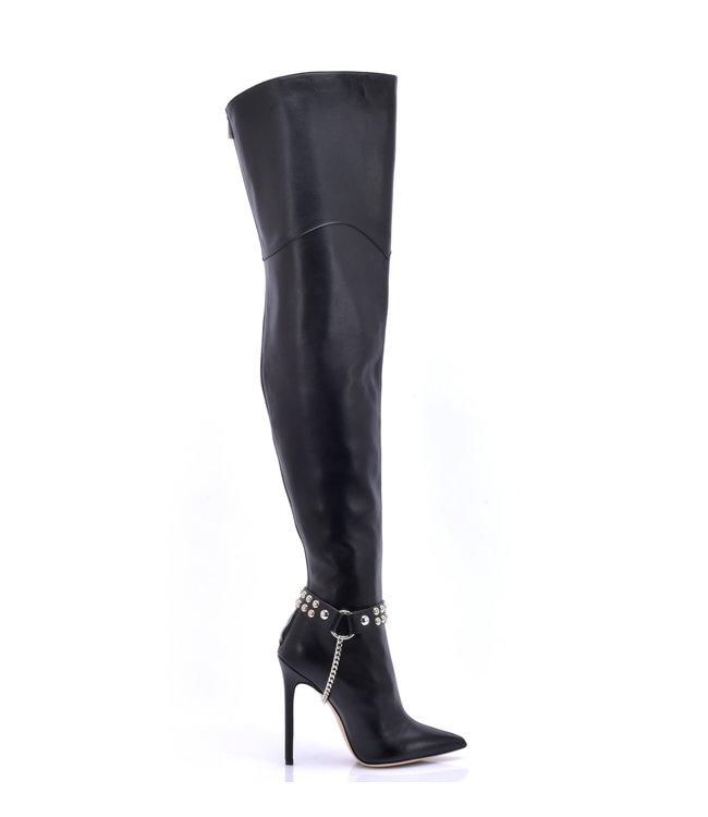 CUSTOM - High Italian THIGH boots VESPER with full back zipper in genuine leather