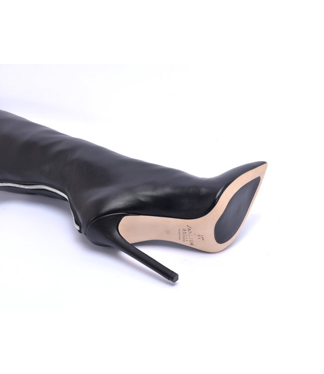 CUSTOM - Hohe italienische THIGH-Stiefel VESPER mit durchgehendem Reißverschluss hinten aus echtem Leder