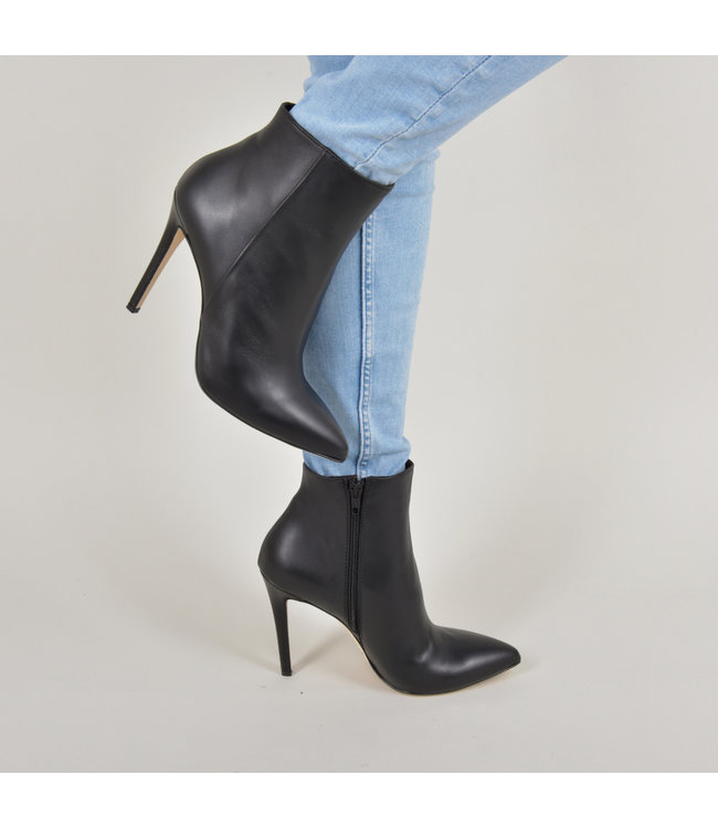 Hohe italienische Stiefelette VESTA-10 mit Stiletto-Absatz aus echtem Leder