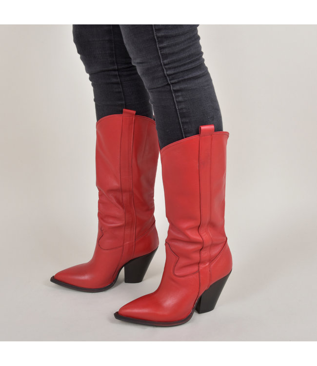 Racquel leder Cowboystiefel  rot