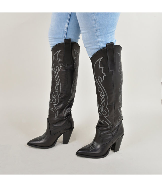 Braune leder High Heel Cowboystiefel  Cardinale