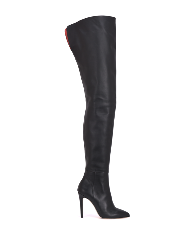 BLACK LEATHER 2 5 STILETTO HIGH HEELS THIGH BOOTS LEATHER PANTS