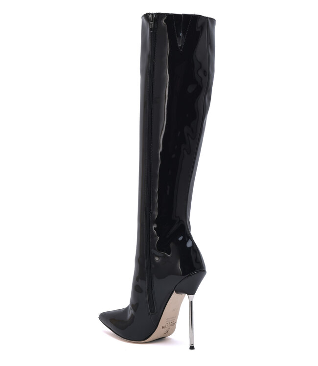 CUSTOM - Hohe italienische Kniestiefel GAIA mit Stilettoabsatz aus echtem Lackleder