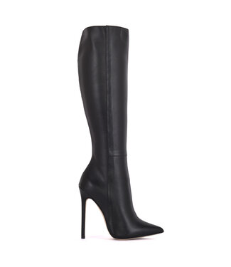 High knee boots with platform heels in real leather - Italian High ...