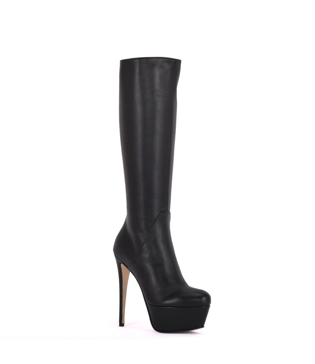 High Italian knee boots ISIS with platform heels in real leather