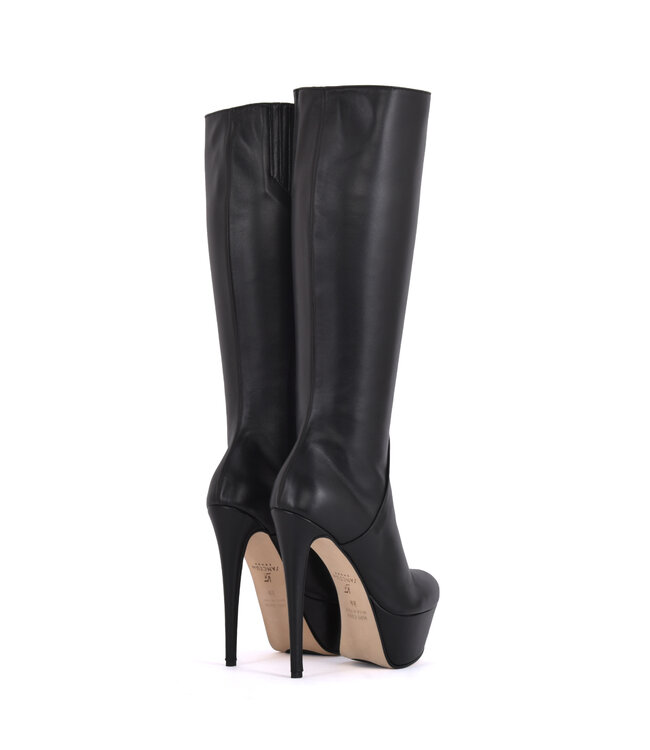 High Italian knee boots ISIS with platform heels in real leather