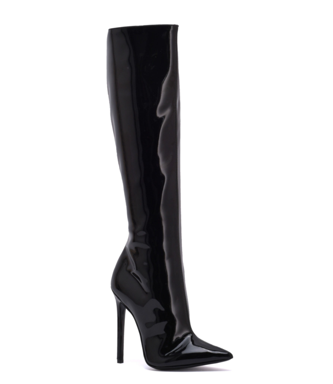 Knee boots GINA with stiletto heel in Italian VEGAN shiny leather