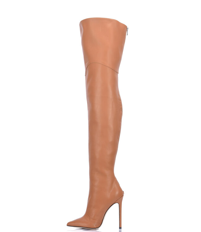High Italian THIGH boots VESPER with full back zipper in genuine leather