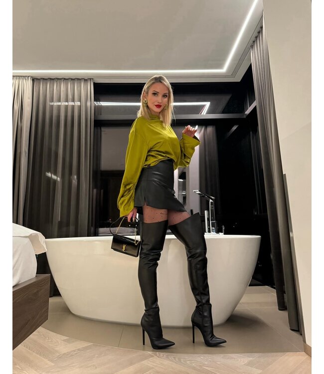 Hoge dijlaarzen GIGI met stilettohakken van Italiaans synthetisch leer