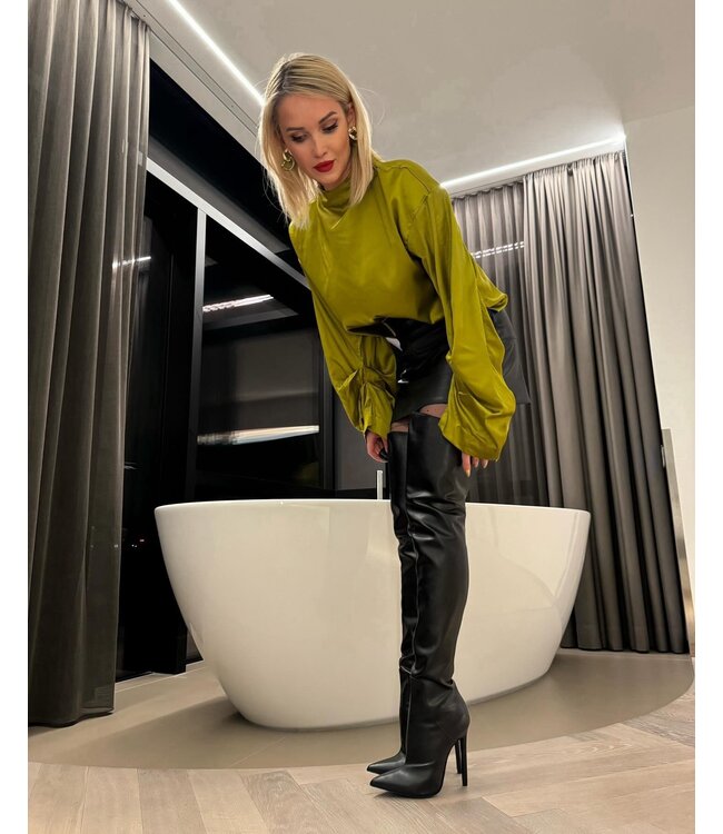 Hoge dijlaarzen GIGI met stilettohakken van Italiaans synthetisch leer