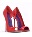 Italienische Sandalen MONICA rot glänzend mit Metallabsatz mit lila Inlay