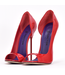 Italienische Sandalen MONICA rot glänzend mit Metallabsatz mit lila Inlay