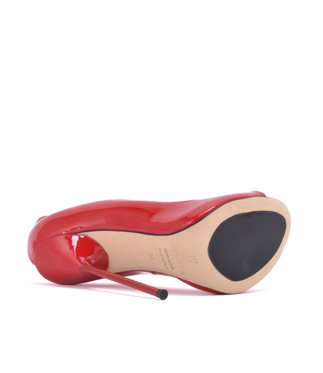 Sanctum CLAUDINE RODE GLANZENDE OPEN TEEN PUMPS