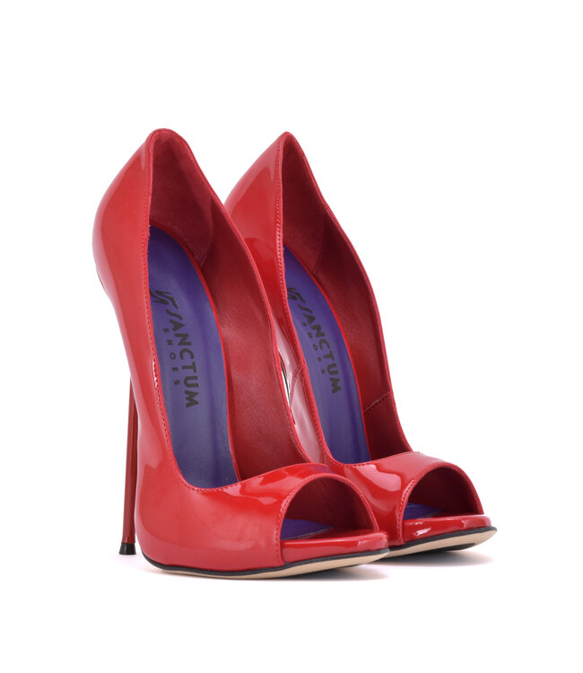 Sanctum CLAUDINE RODE GLANZENDE OPEN TEEN PUMPS