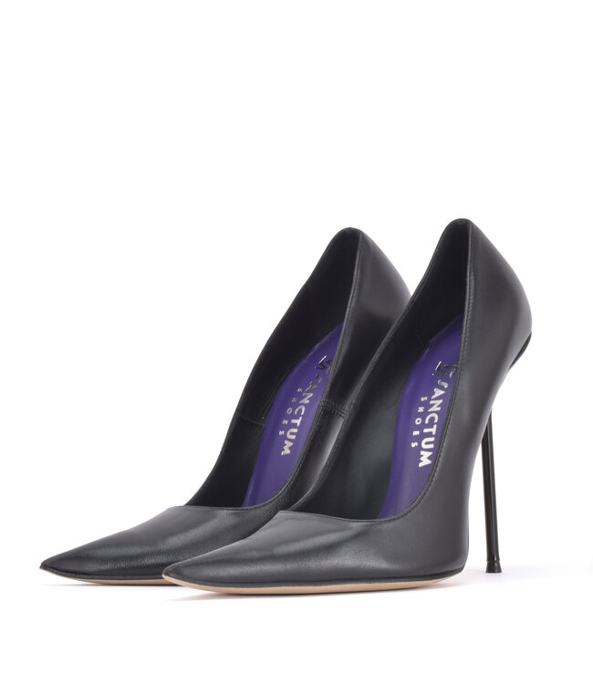 CUSTOM - CRUELLA EXTREME POINTY PUMPS ZWART NAPPA